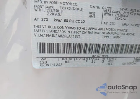 2023 Ford Expedition Limited Max from USA, damaged, VIN 1FMJK2A85PEA40906